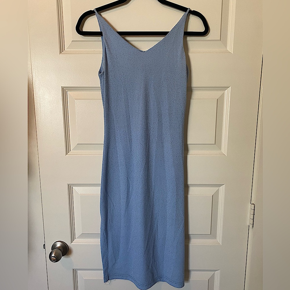 90s Baby Blue Metallic Dress
